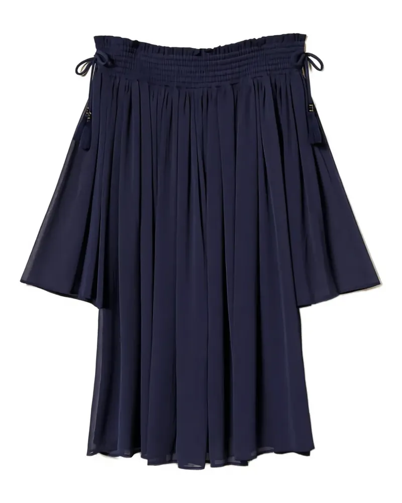 Twin-Set Schulterfreies Minikleid mit Quasten - Blau Blau