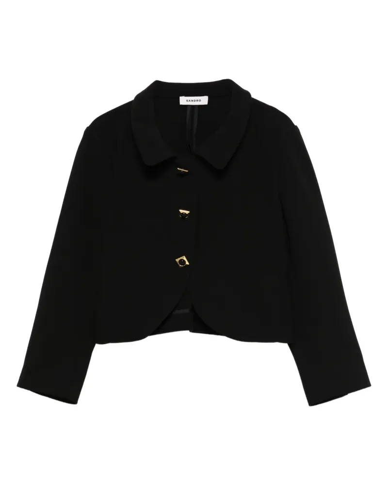Sandro Cropped-Jacke mit eckigen Knöpfen - Schwarz Schwarz