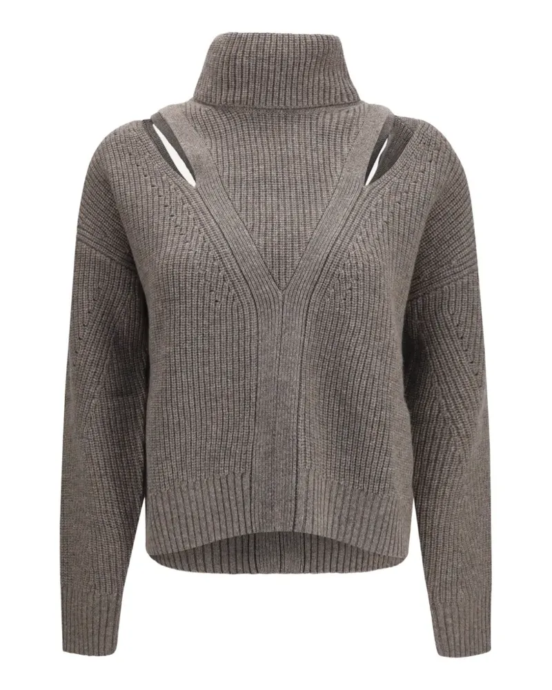 P.A.R.O.S.H. P.A.R.O H. perforated high-neck sweater - Braun Braun