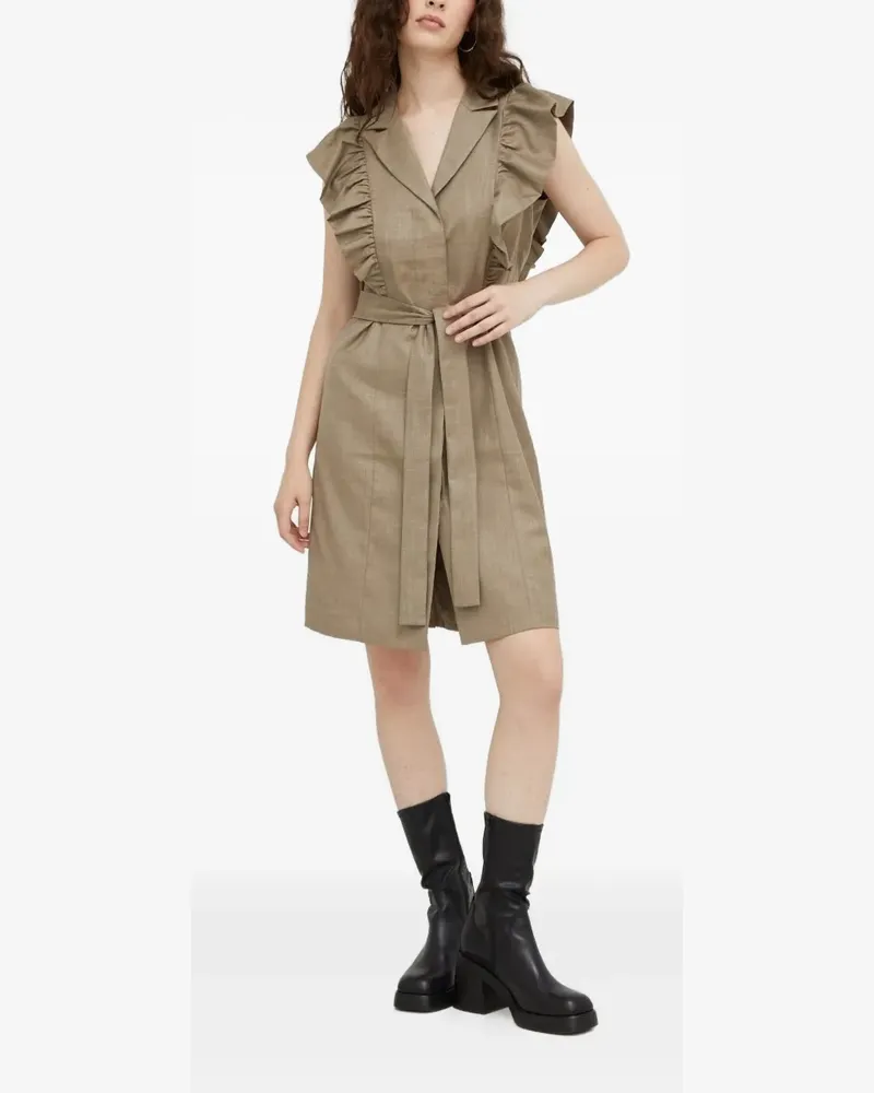BRUUNS BAZAAR Gerüschtes Minikleid mit Gürtel - Braun Braun
