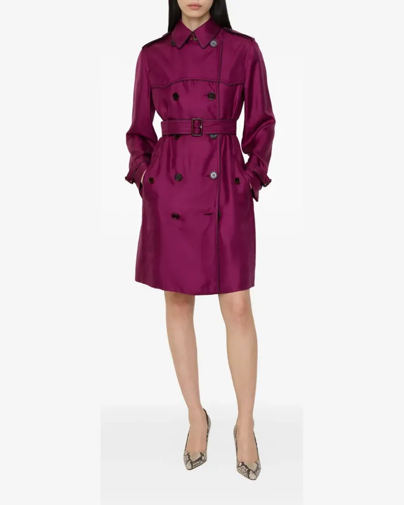 Burberry long silk Foxfield trench coat - Violett Violett
