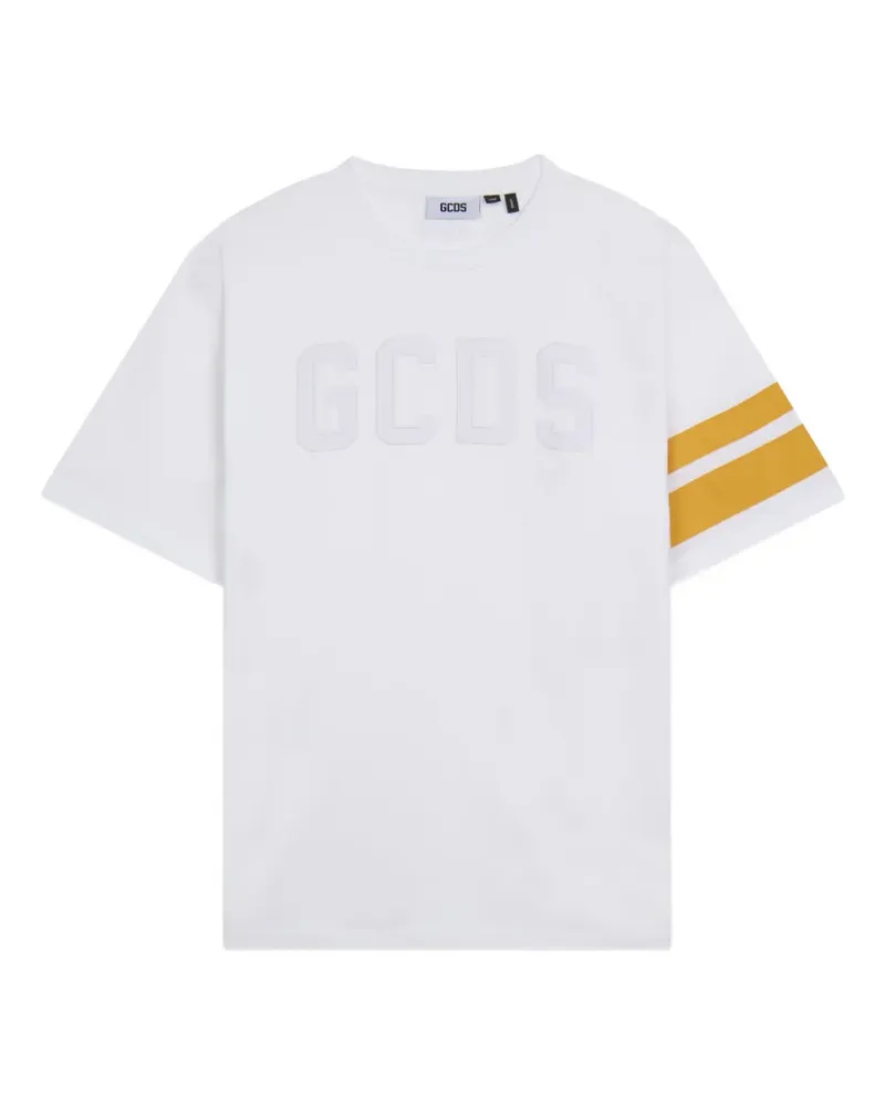 GCDS front-logo stripe-details cotton T-shirt - Weiß Weiß