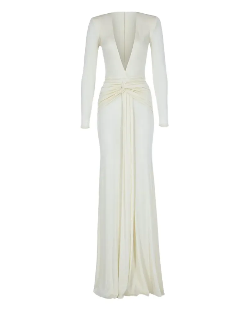 The New Arrivals Ilkyaz Ozel knot-detail long-sleeve maxi dress - Weiß Weiß