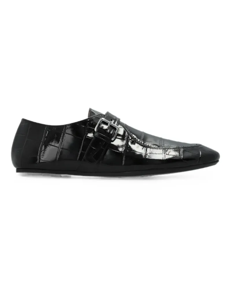 Marni Andy croc-effect buckled ballet flats - Schwarz Schwarz