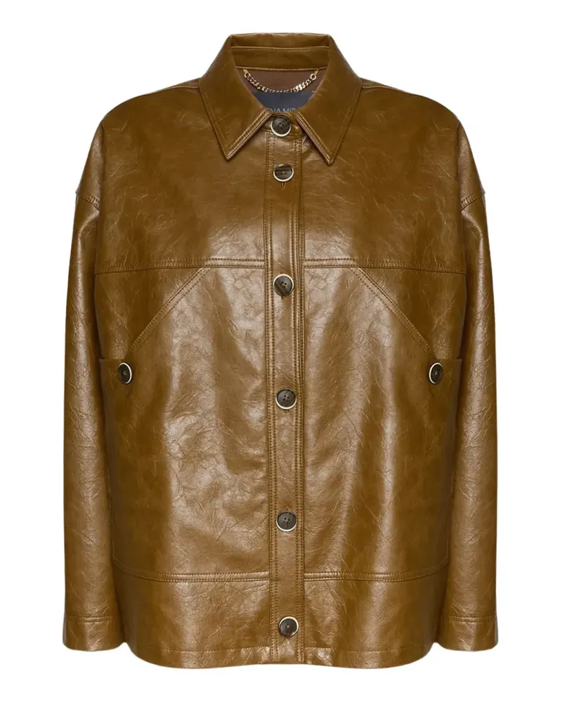Elena Mirò crinkled button-down jacket - Braun Braun