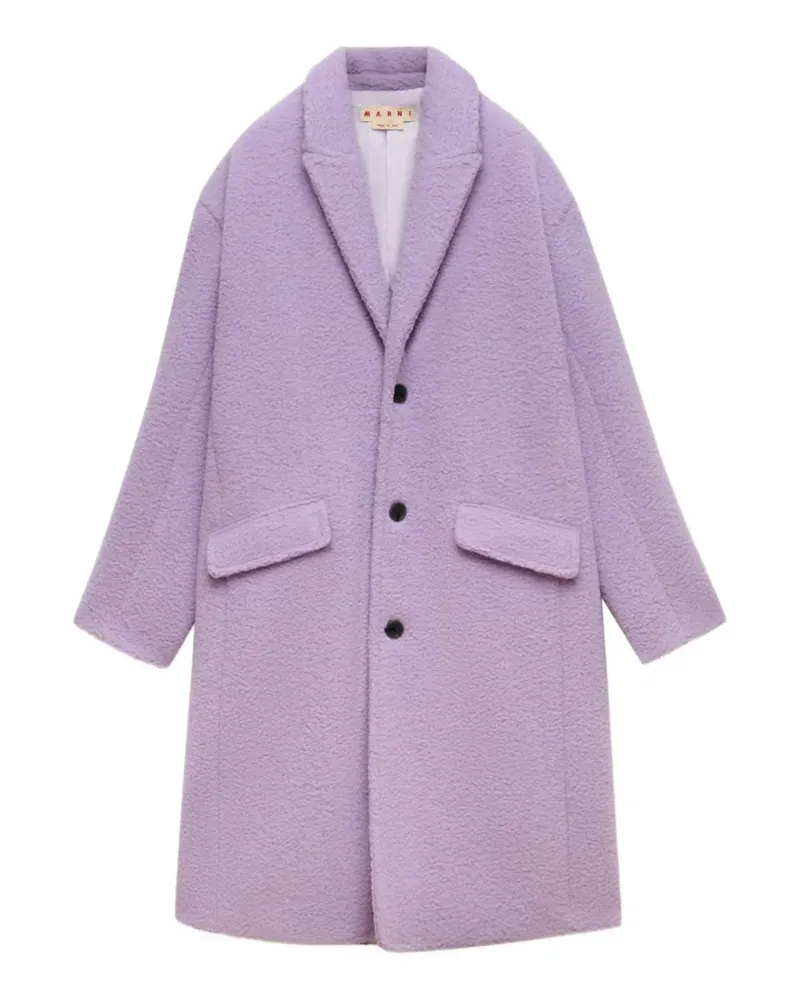 Marni purple wool-mohair teddy oversized coat - Violett Violett