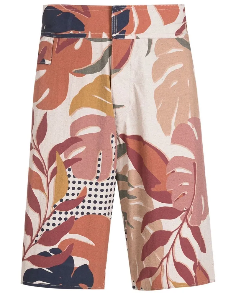 Amir Slama Badeshorts mit Blatt-Print - Braun Braun