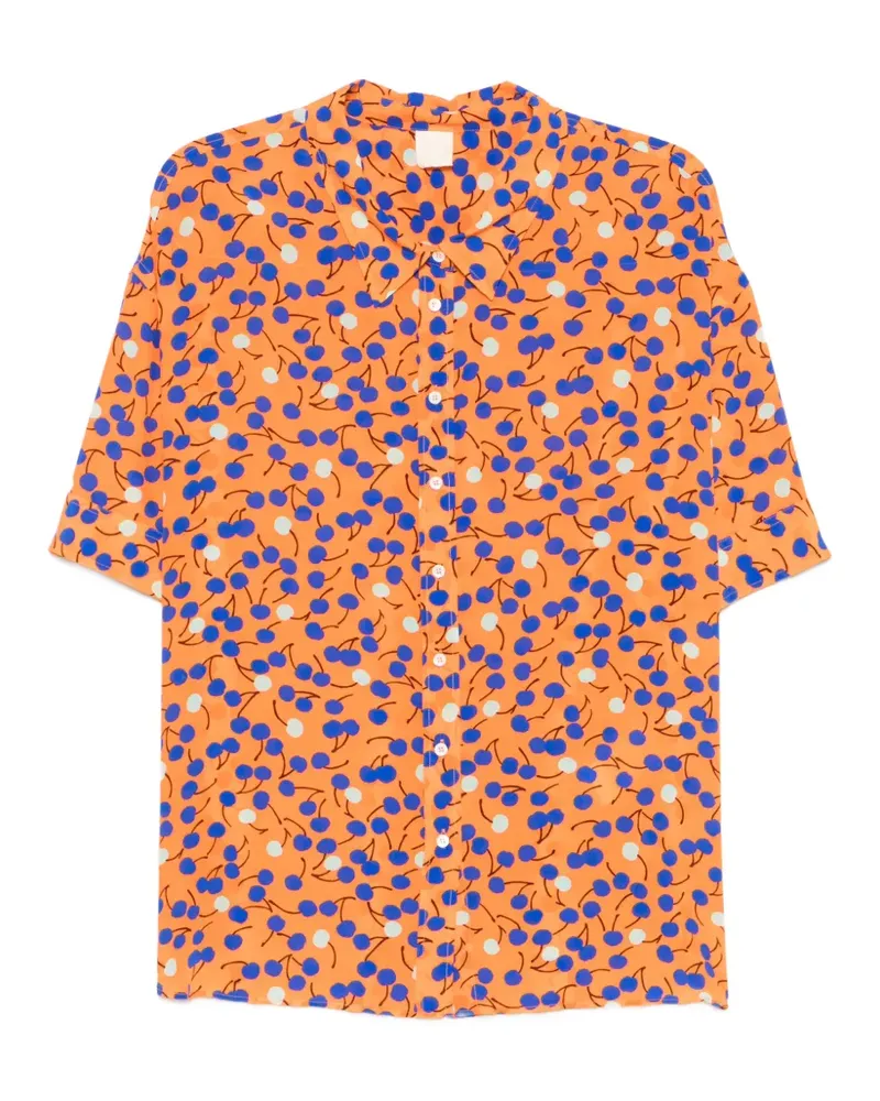 ASPESI cherry-print short-sleeve blouse - Orange Orange