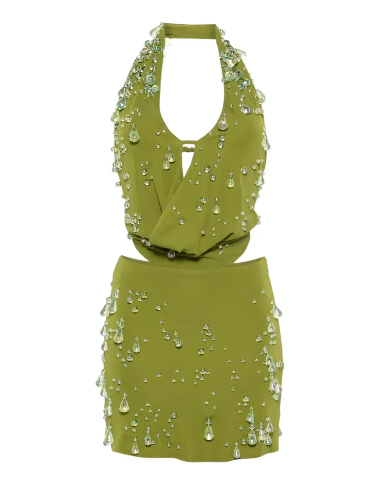 Cult Gaia Issey Neckholder-Minikleid mit Perlen - Grün Grün