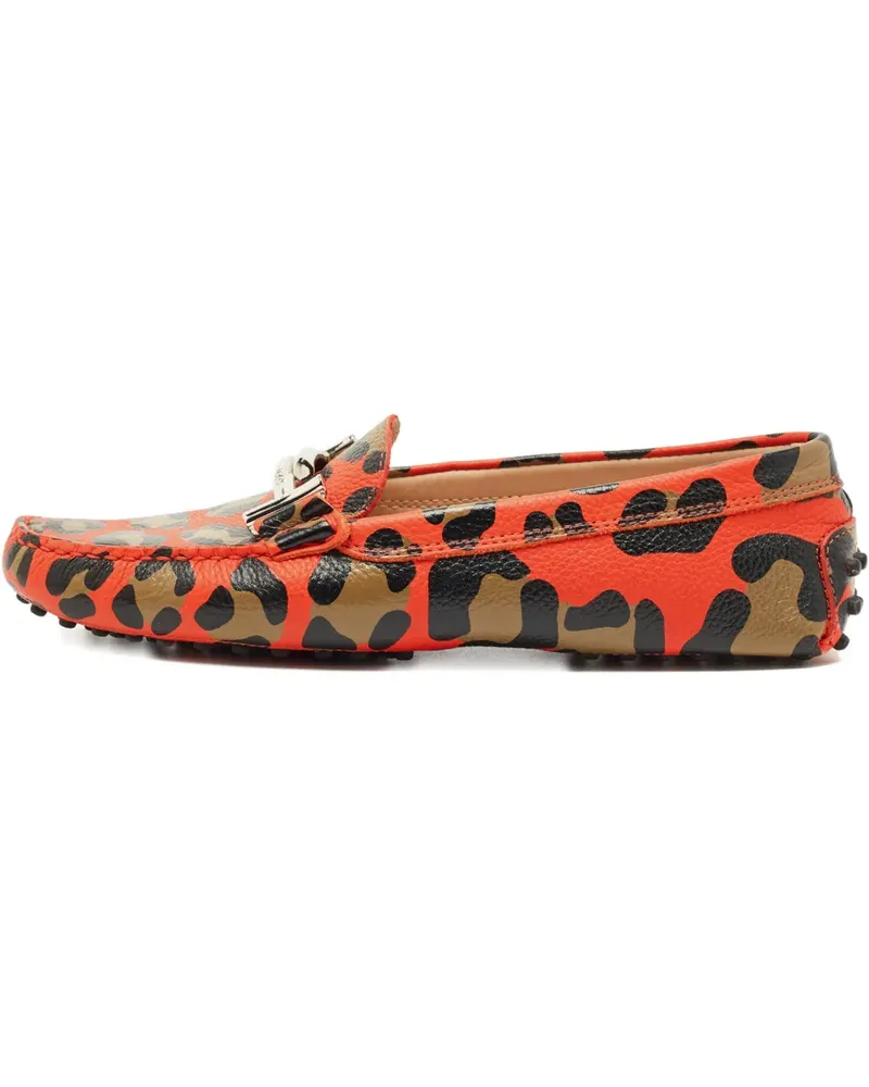TOD'S Double T printed loafers - Orange Orange