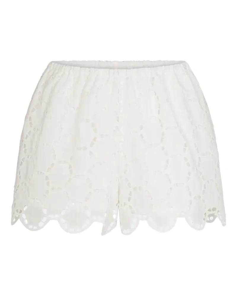Simon Miller Kurze Isa Shorts mit Ösen - Weiß Weiß