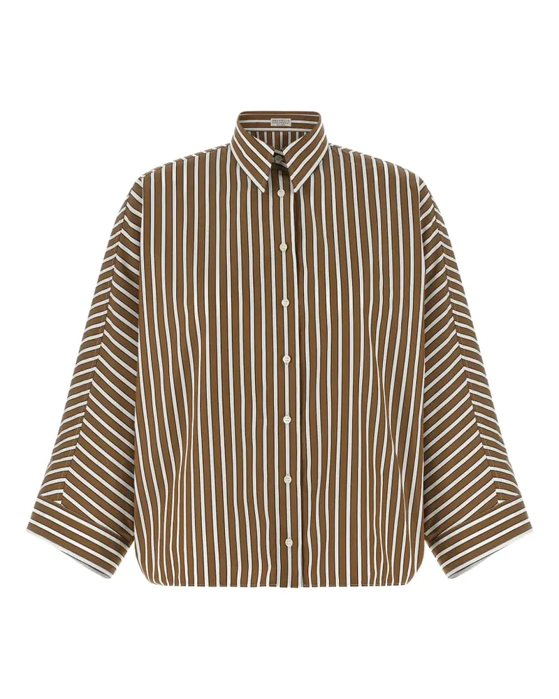 Brunello Cucinelli Gestreiftes Monile Hemd - Braun Braun