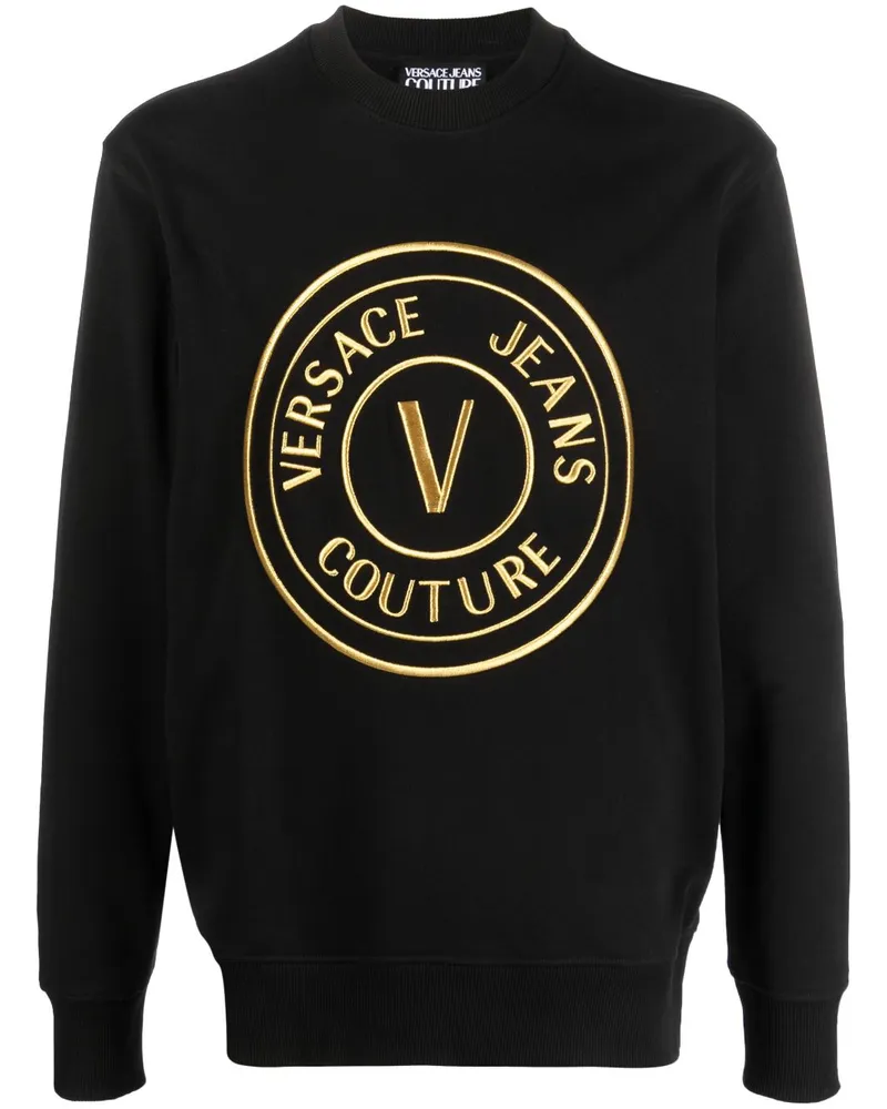 Versace Jeans Sweatshirt mit Logo-Stickerei Schwarz