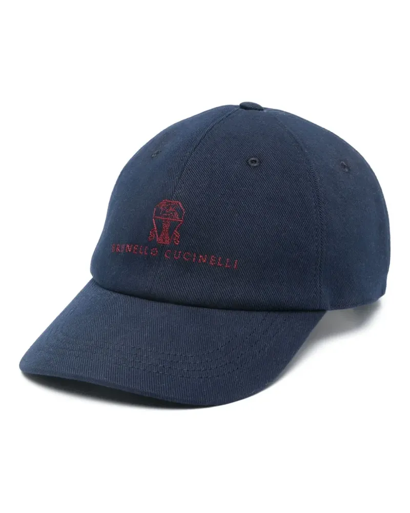 Brunello Cucinelli Baseballkappe mit Logo-Stickerei - Blau Blau