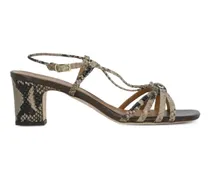 snake-effect heeled sandals - Braun