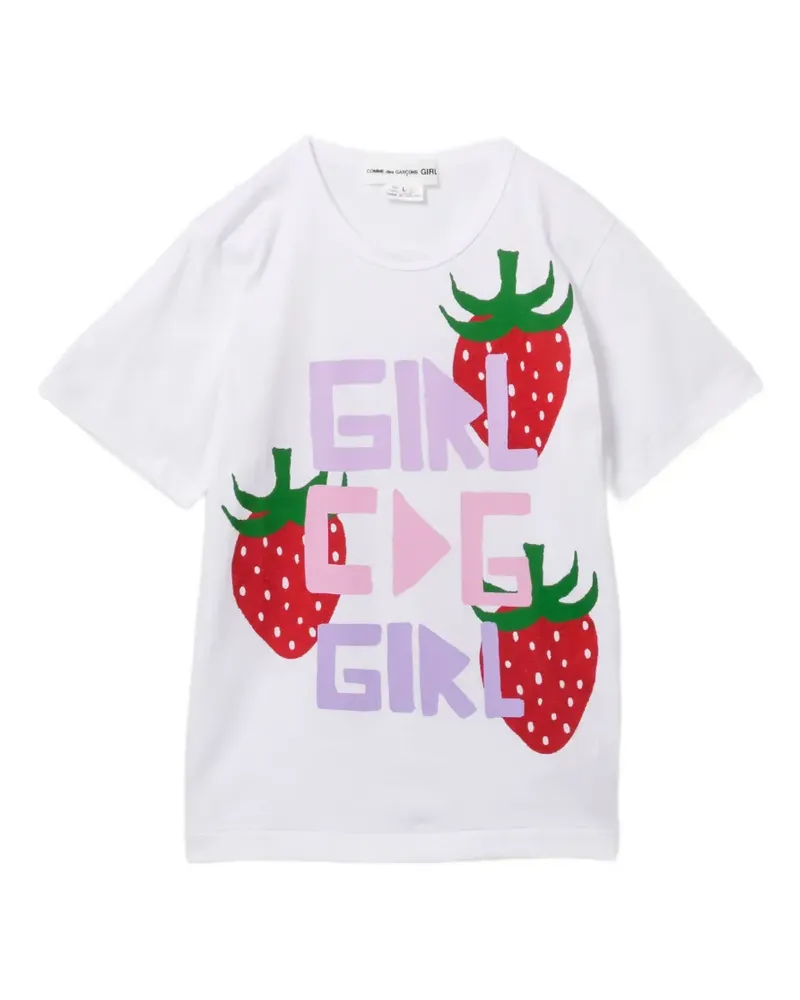 Comme des Garçons Oberteil mit Erdbeer-Print - Weiß Weiß