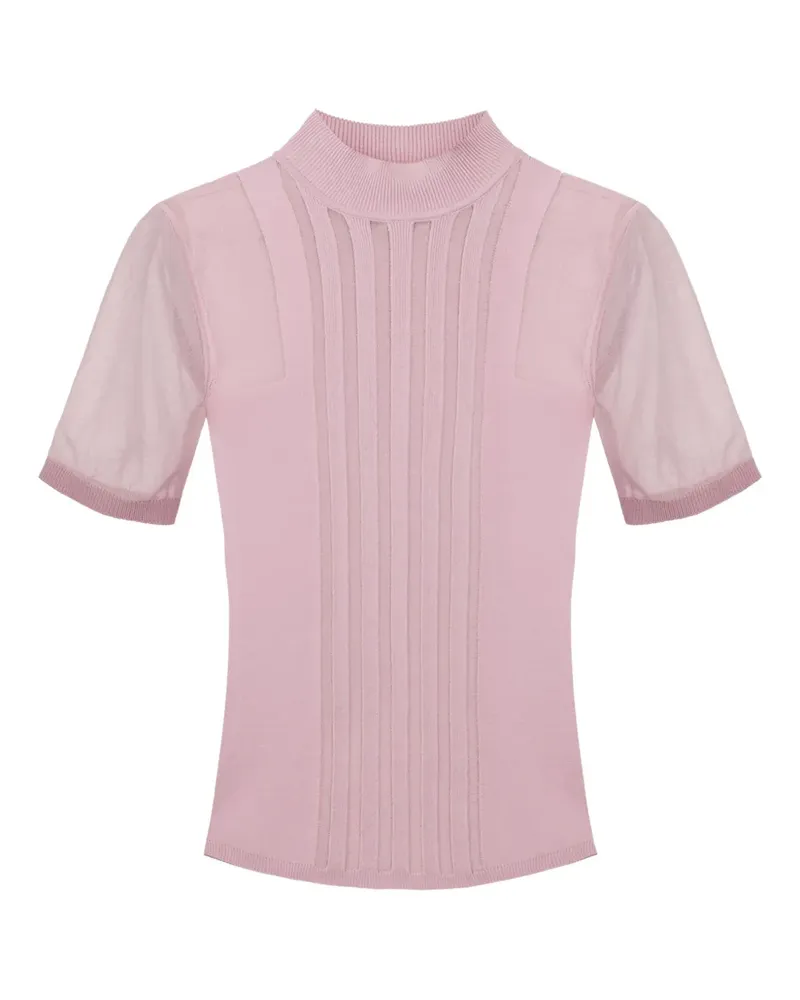 Elisabetta Franchi ribbed panelled T-shirt - Rosa Rosa