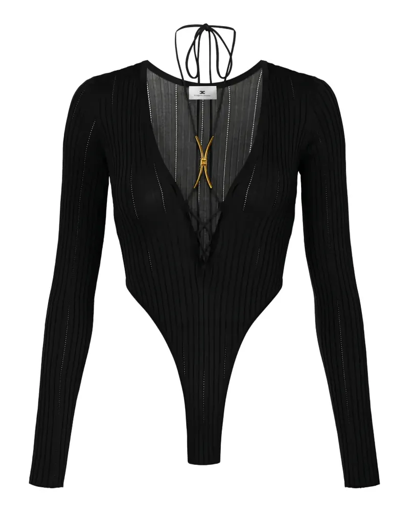 Elisabetta Franchi lace-up ribbed-knit bodysuit - Schwarz Schwarz