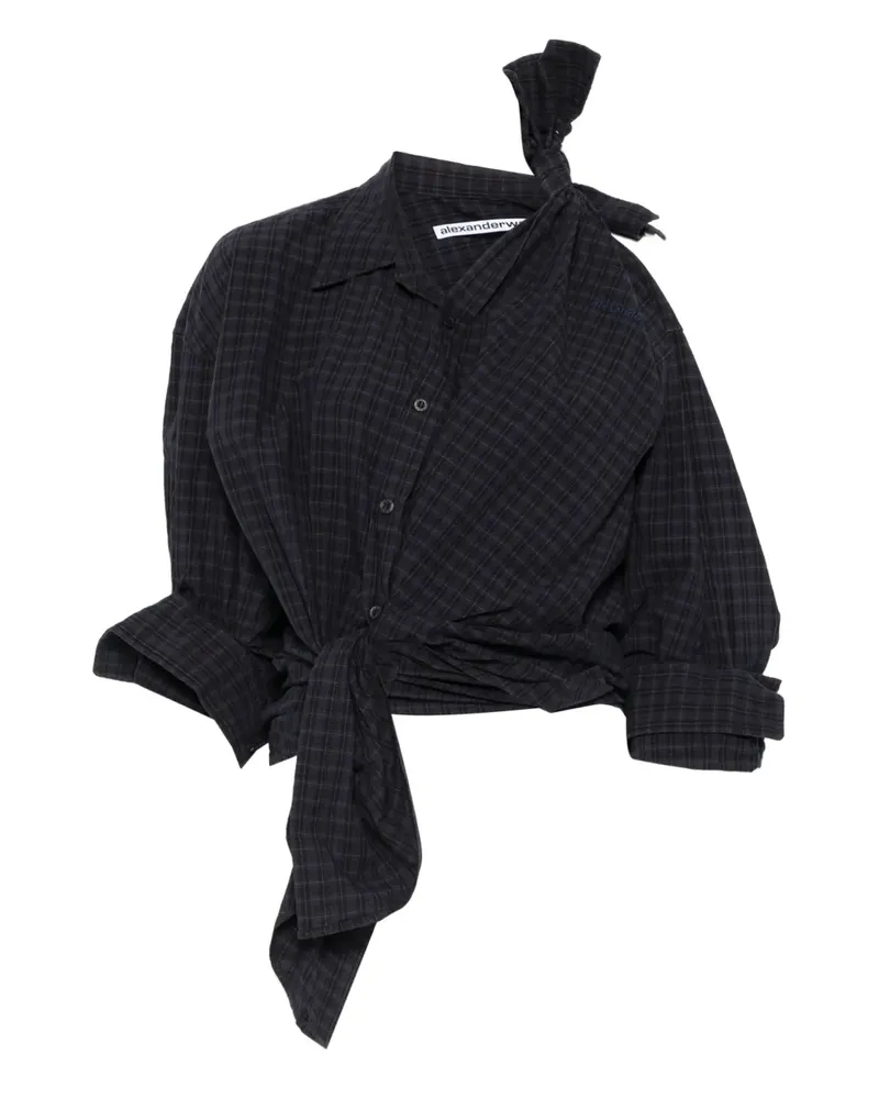 Alexander Wang Kariertes Hemd mit Knoten - Blau Blau