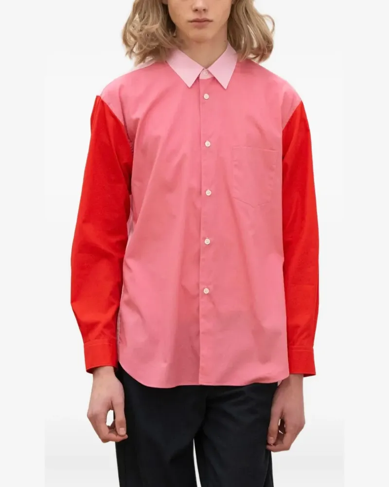 Comme des Garçons Hemd in Colour-Block-Optik - Rosa Rosa