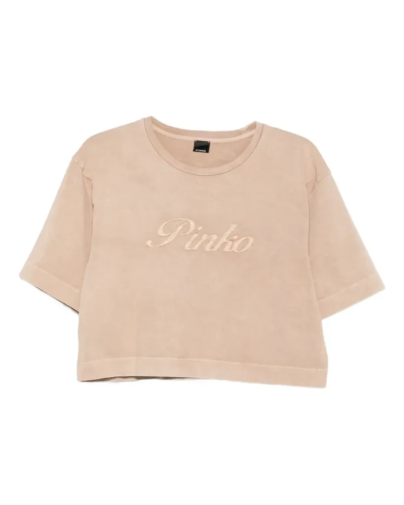 Pinko Suzanna logo-embroidered T-shirt - Nude Nude