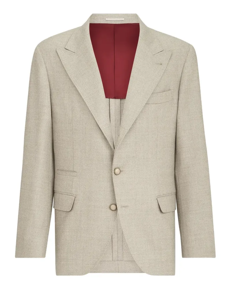 Brunello Cucinelli Dekonstruierter Blazer aus Mouliné-Schurwolle-Twill mit großem Revers - Nude Nude