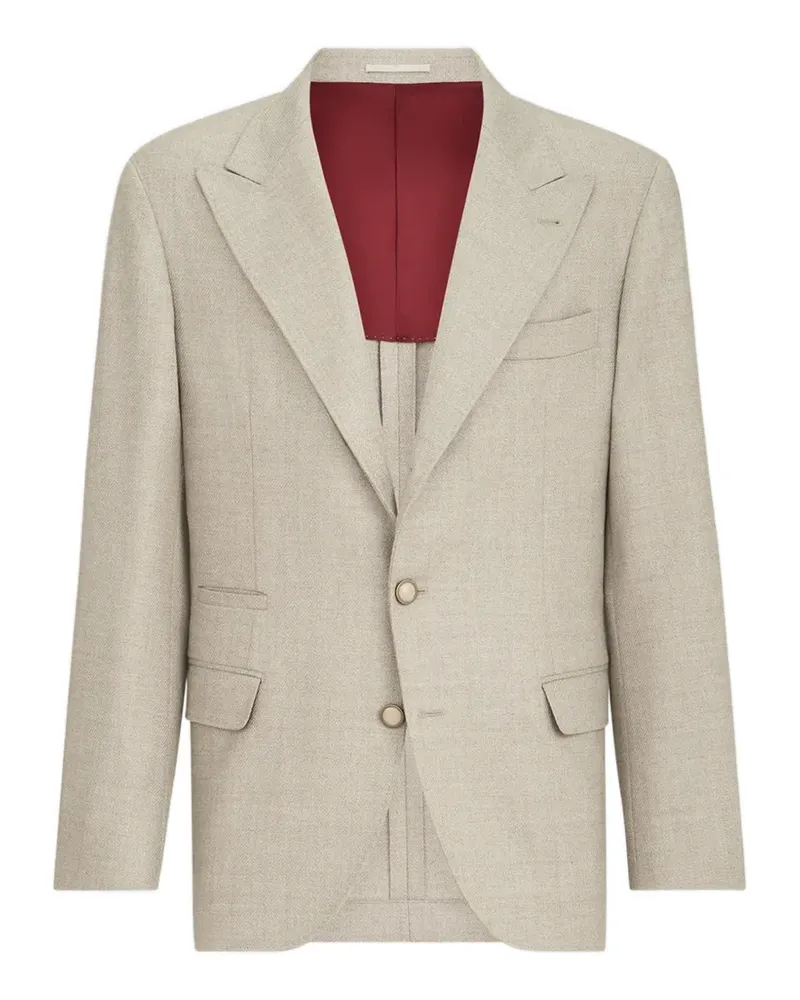 Brunello Cucinelli Dekonstruierter Blazer aus Mouliné-Schurwolle-Twill mit großem Revers - Nude Nude