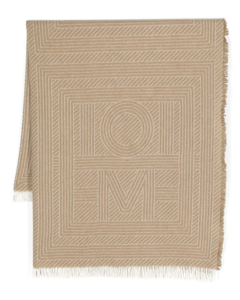 Totême Gestreifter Schal mit Monogramm - Nude Nude