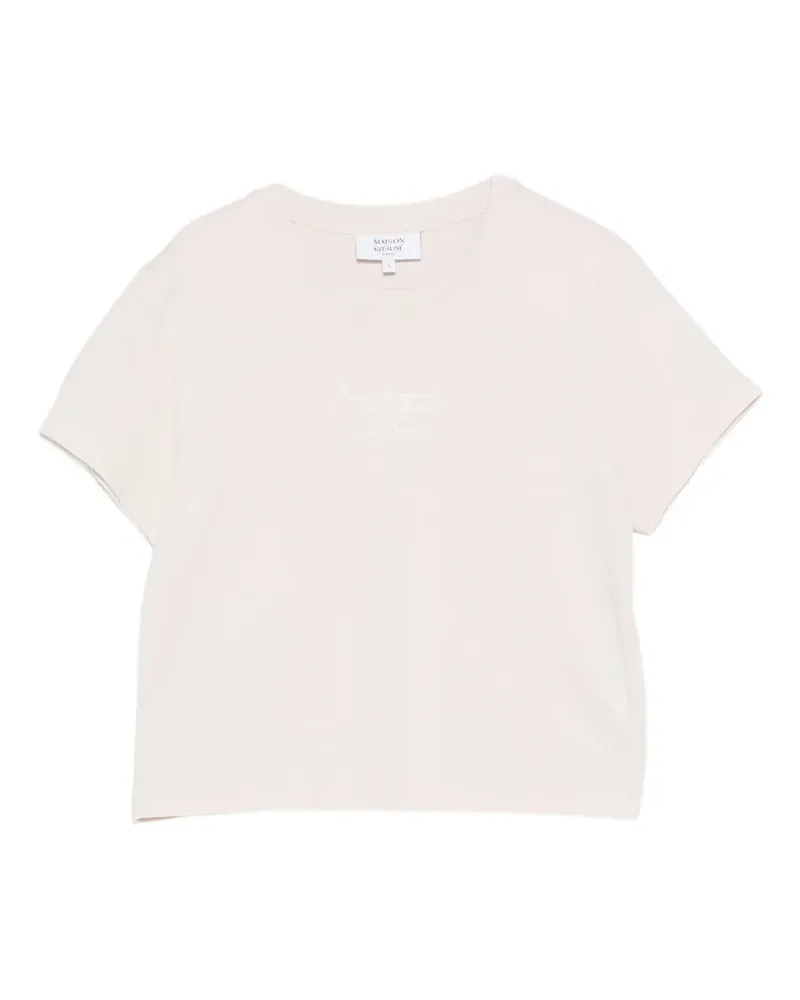 Kitsuné embroidered cropped T-shirt - Nude Nude