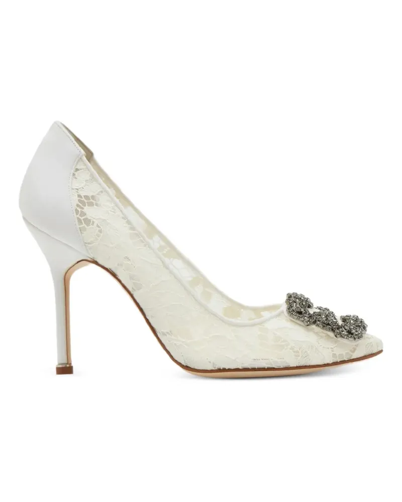 Manolo Blahnik Hangisi Lace pumps - Weiß Weiß