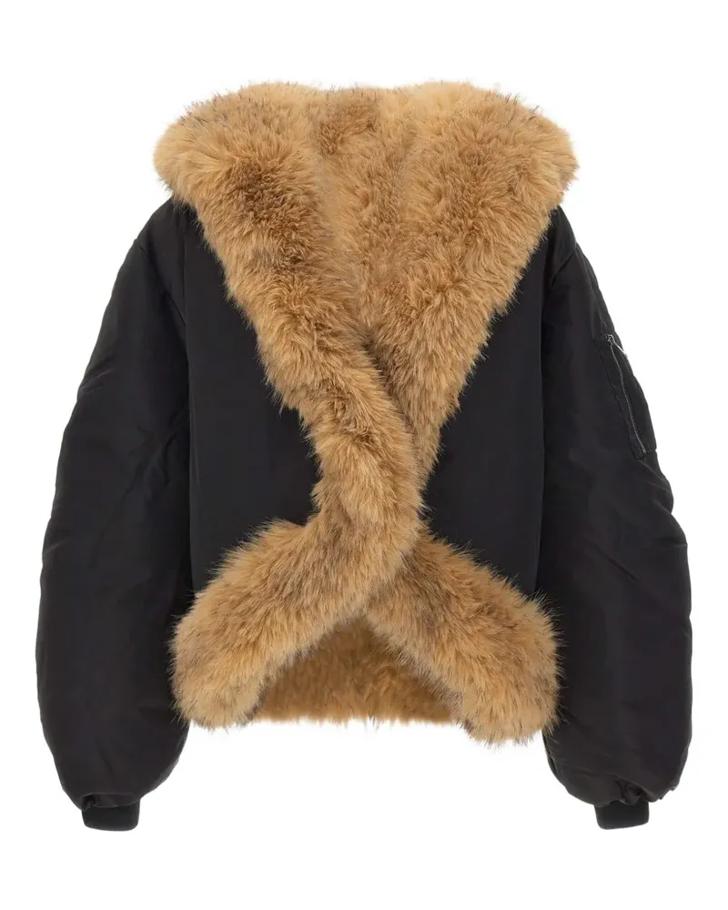 ROTATE Birger Christensen faux fur bomber jacket - Schwarz Schwarz