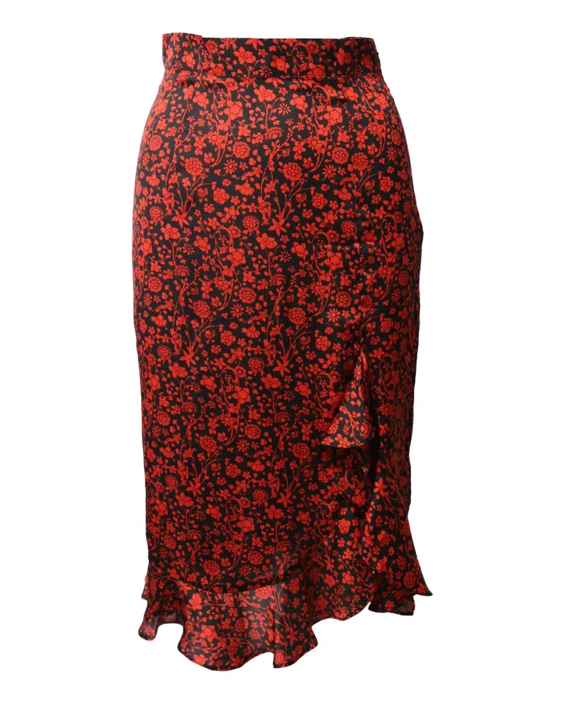 Maje asymmetric floral midi skirt - Schwarz Schwarz