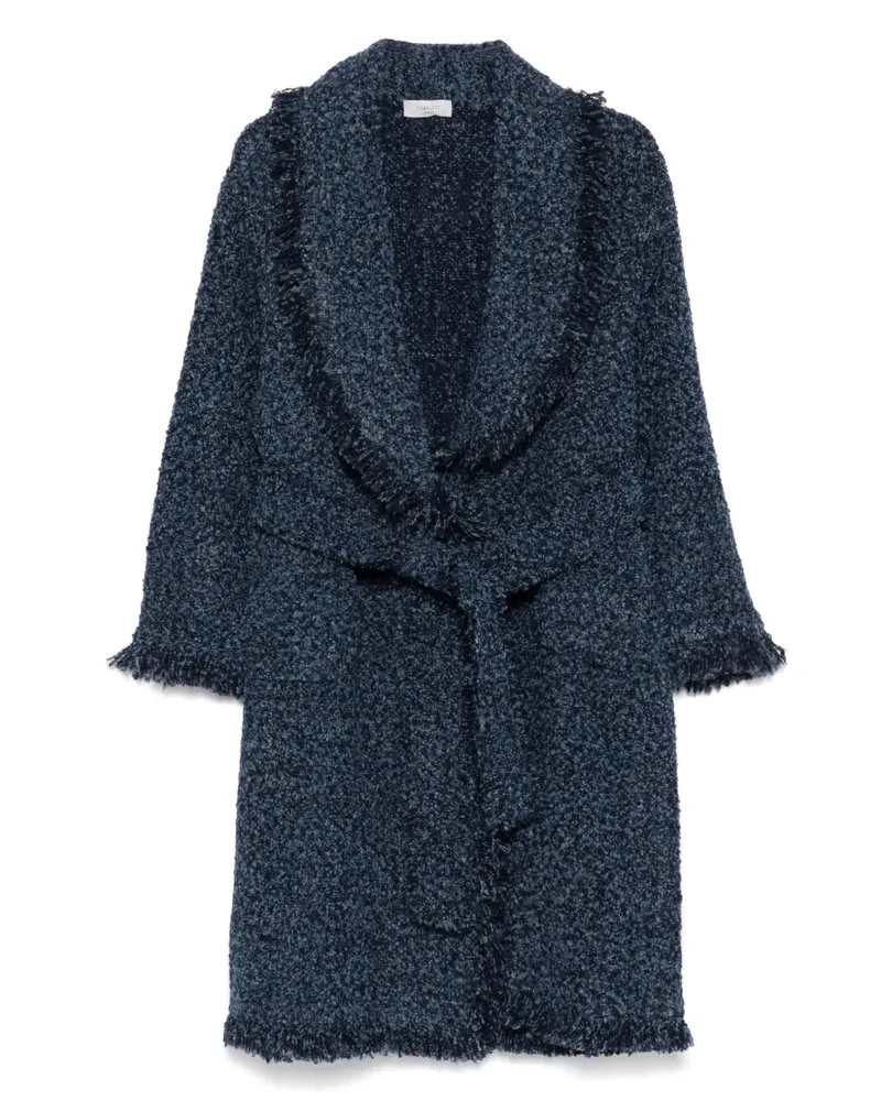 Charlott Bouclé-Mantel mit Fransen - Blau Blau