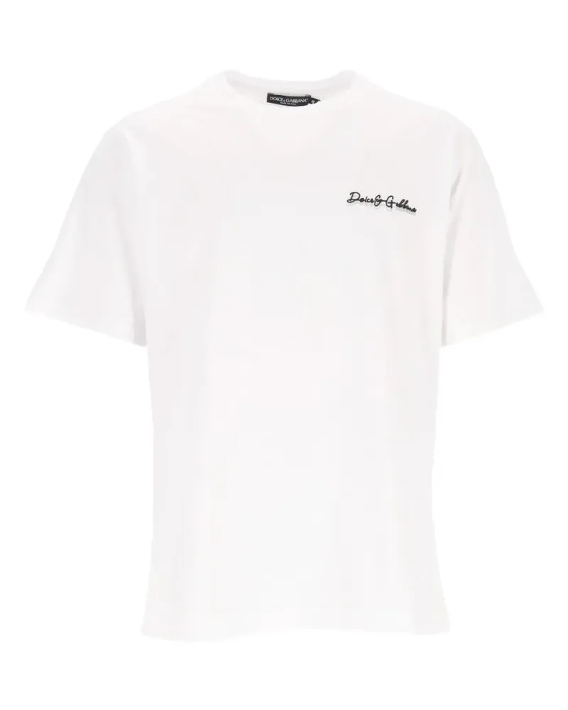 Dolce & Gabbana T-Shirt mit Logo-Stickerei - Weiß Weiß