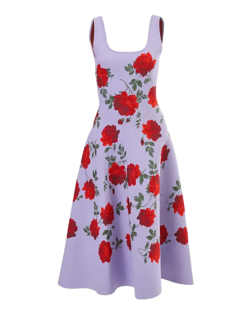 Carolina Herrera New York Ausgestelltes Kleid aus Rosen-Jacquard - Violett Violett