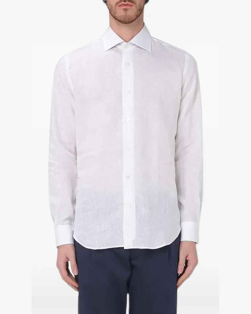 Eleventy long-sleeve linen shirt - Weiß Weiß