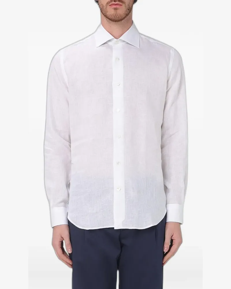 Eleventy long-sleeve linen shirt - Weiß Weiß
