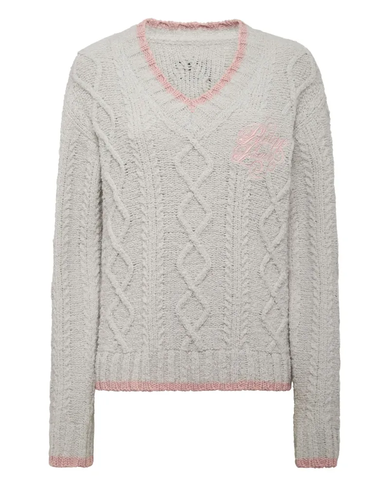 Philipp Plein Pullover mit Zopfmuster - Grau Grau