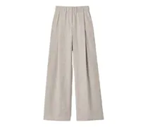 Weite Hose mit Bundfalten - Nude