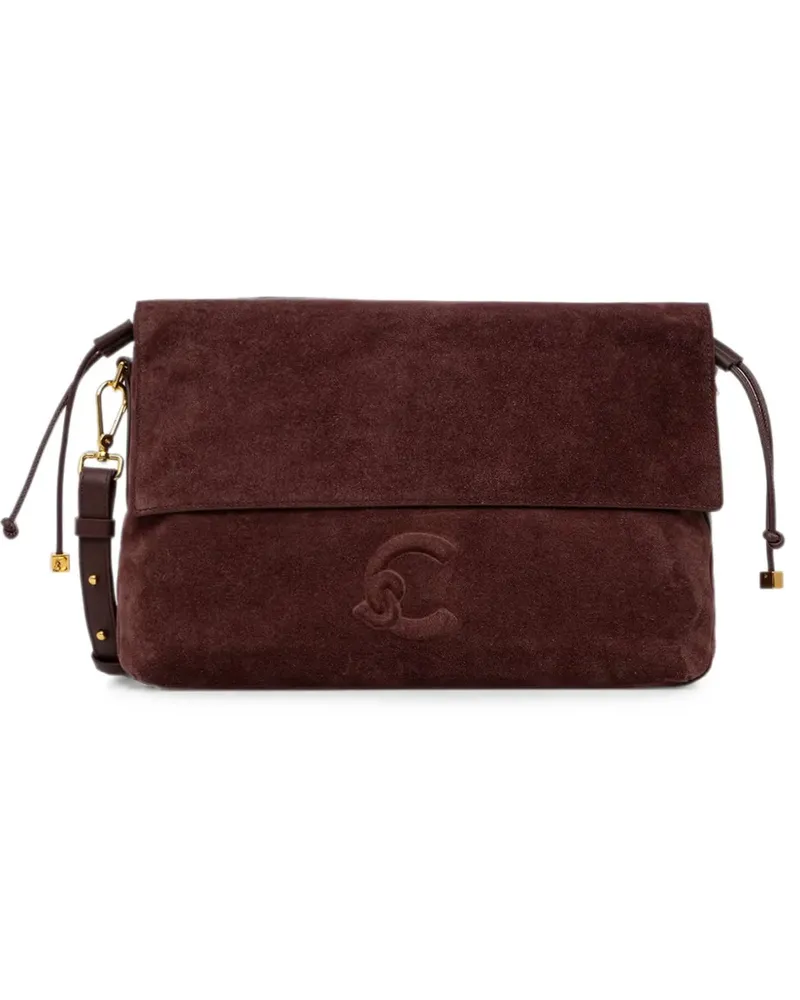Coccinelle suede logo-embossed shoulder bag - Braun Braun