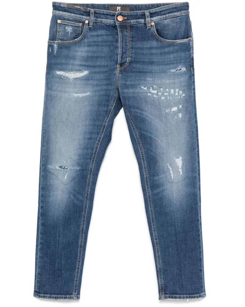 PT TORINO Jeans in Distressed-Optik Blau