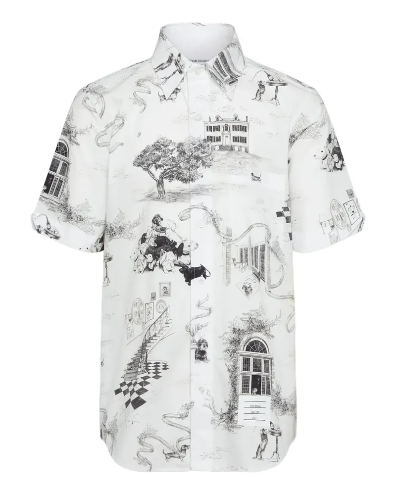 Thom Browne Kurzärmeliges Hemd mit Toile-Print - Weiß Weiß