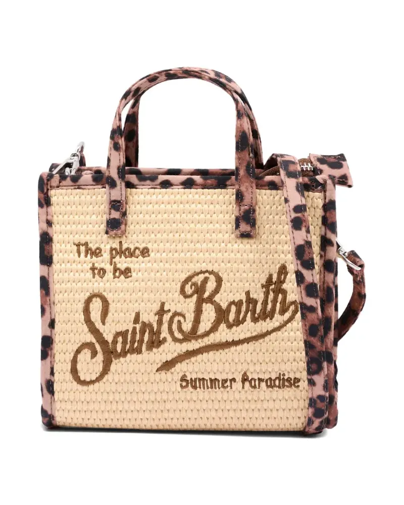 MC2 Saint Barth embroidered leopard-print bag - Nude Nude
