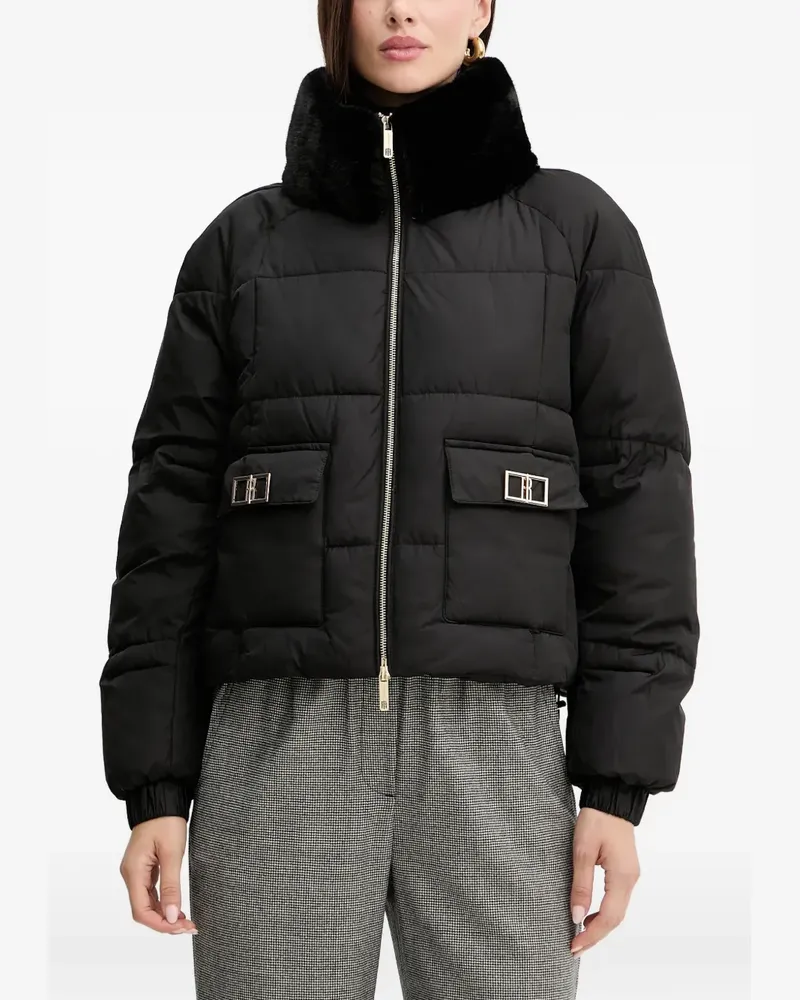 Fracomina faux-fur-collar padded jacket - Schwarz Schwarz