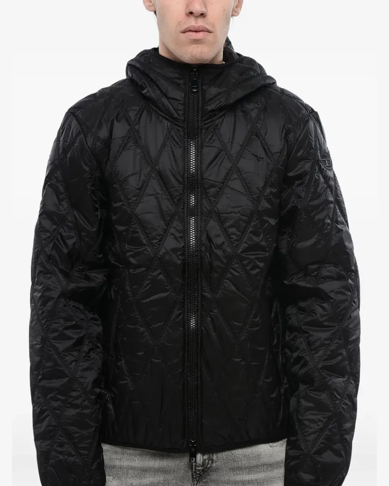 Diesel quilted hooded jacket - Schwarz Schwarz
