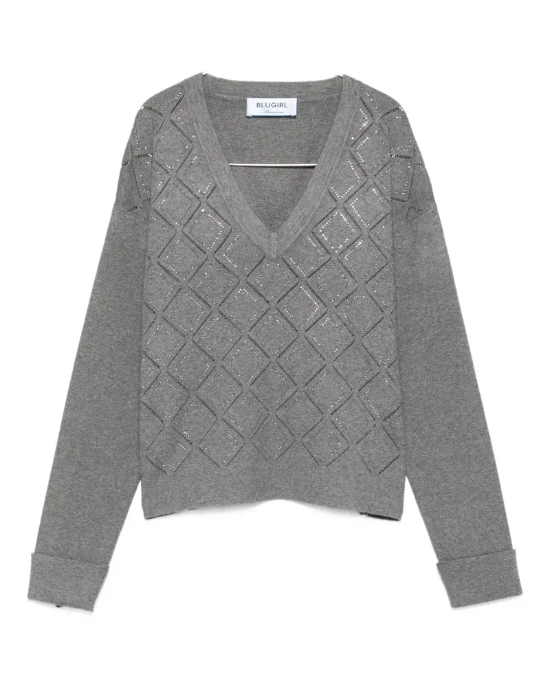 Blumarine Verzierter Pullover mit V-Ausschnitt - Grau Grau