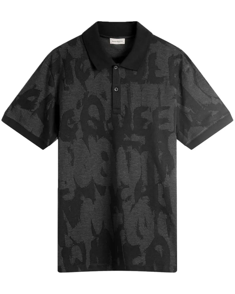 Alexander McQueen Graffiti Poloshirt - Schwarz Schwarz
