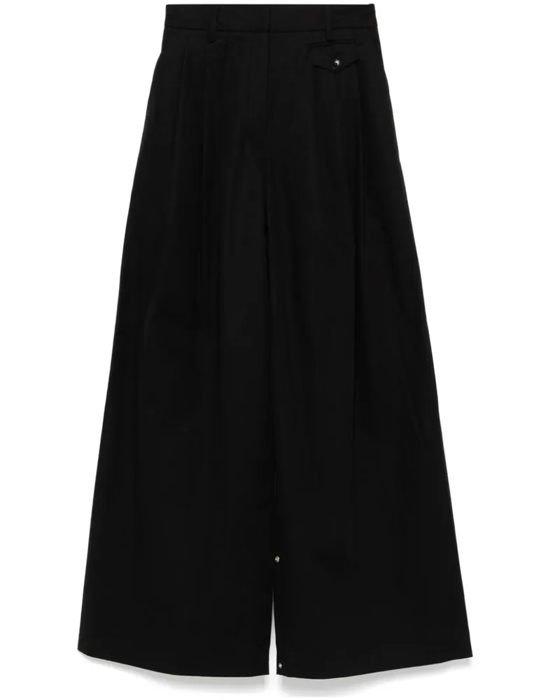 tibi Bio Twill-Hose mit Falten - Schwarz Schwarz