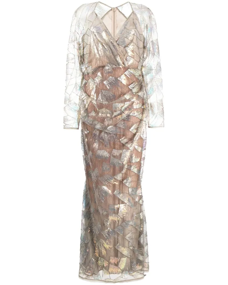 Talbot Runhof Bodenlanges Kleid - Silber Silber