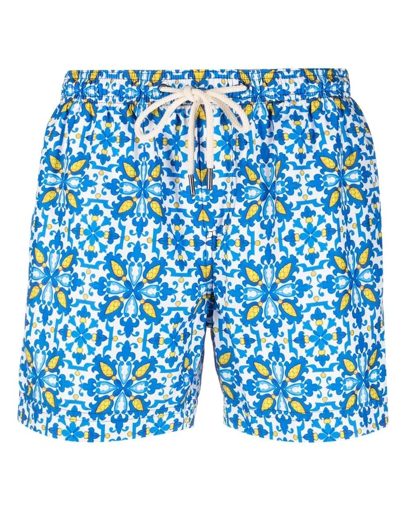 PENINSULA Badeshorts mit geometrischem Print Blau